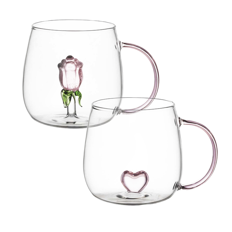 Trinkglas-Set »Herz und Rose«